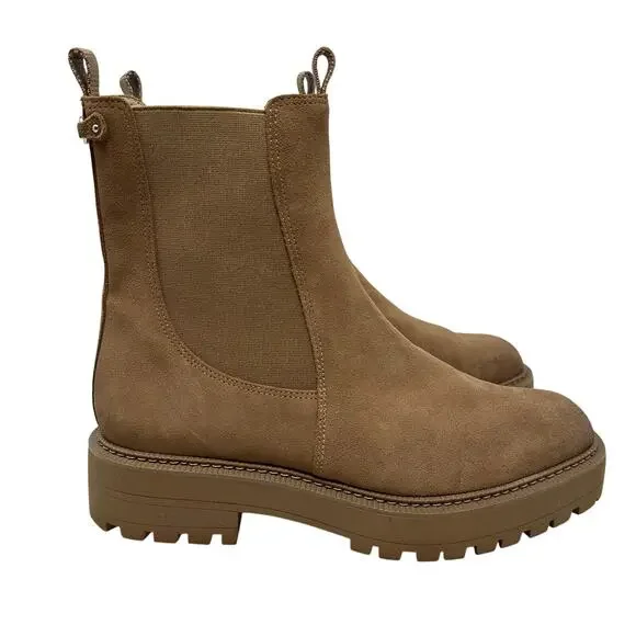 Sam Edelman Laguna Chelsea Boots Tan Suede Lug Sole Ankle Booties Women’s 11 - Picture 2 of 14